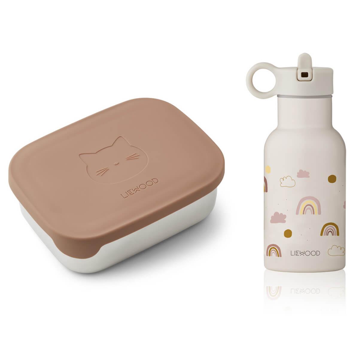 Lunch box set JONI Liewood Rainbow love sandycat dark rose multi mix