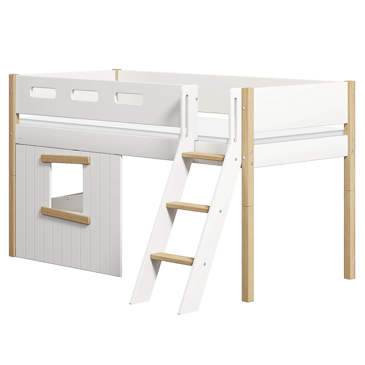 Mid sleeper NOR 200x90 Sl. ladder & Tree hut Oak window