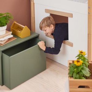 Mid sleeper NOR 200x90 Sl. ladder & Tree hut Oak window