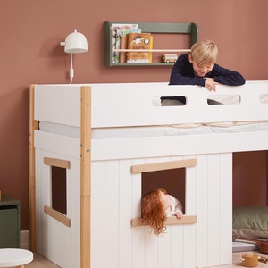 Mid sleeper NOR 200x90 Sl. ladder & Tree hut Oak window