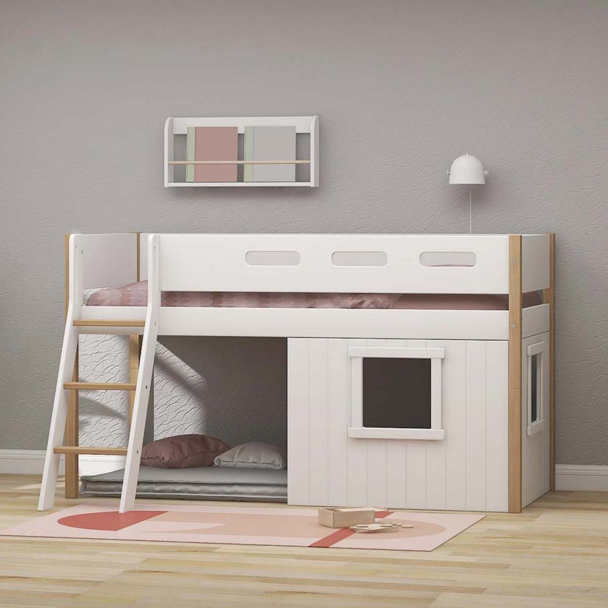 Mid sleeper NOR 200x90 Sl. ladder & Tree hut White window