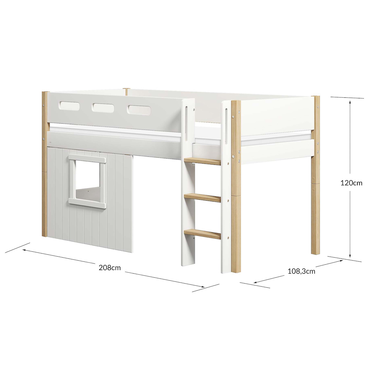 Mid sleeper NOR 200x90 Str. ladder & Tree hut White window
