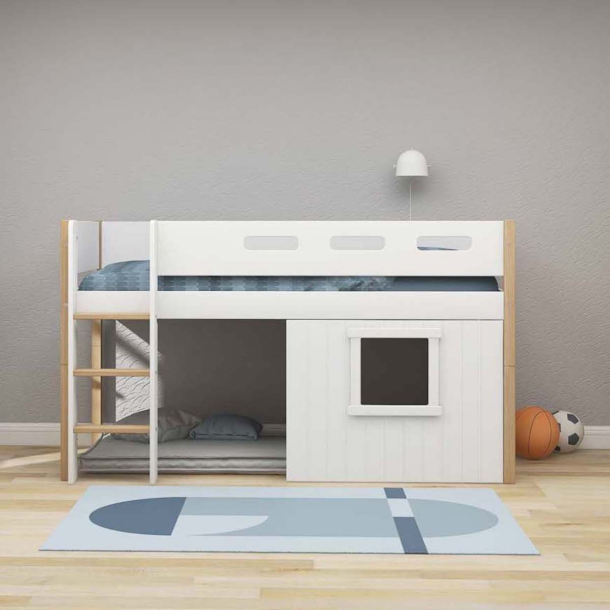 Mid sleeper NOR 200x90 Str. ladder & Tree hut White window