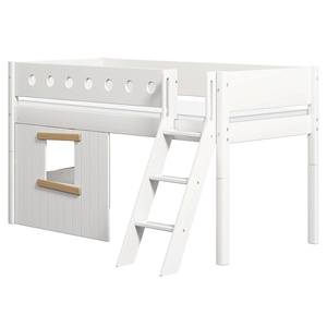 Mid sleeper WHITE 200x90 Sl. ladder & Tree hut Oak window