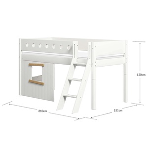 Mid sleeper WHITE 200x90 Sl. ladder & Tree hut Oak window
