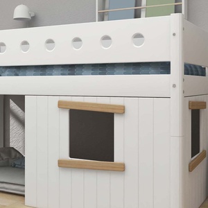 Mid sleeper WHITE 200x90 Sl. ladder & Tree hut Oak window