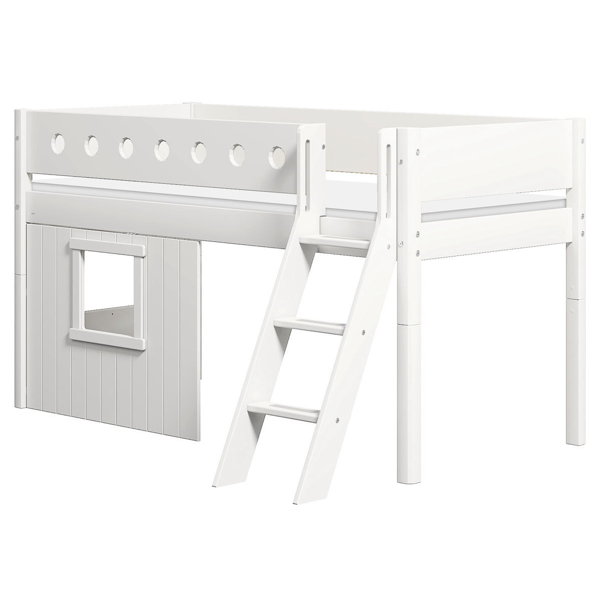 Mid sleeper WHITE 200x90 Sl. ladder & Tree hut White window