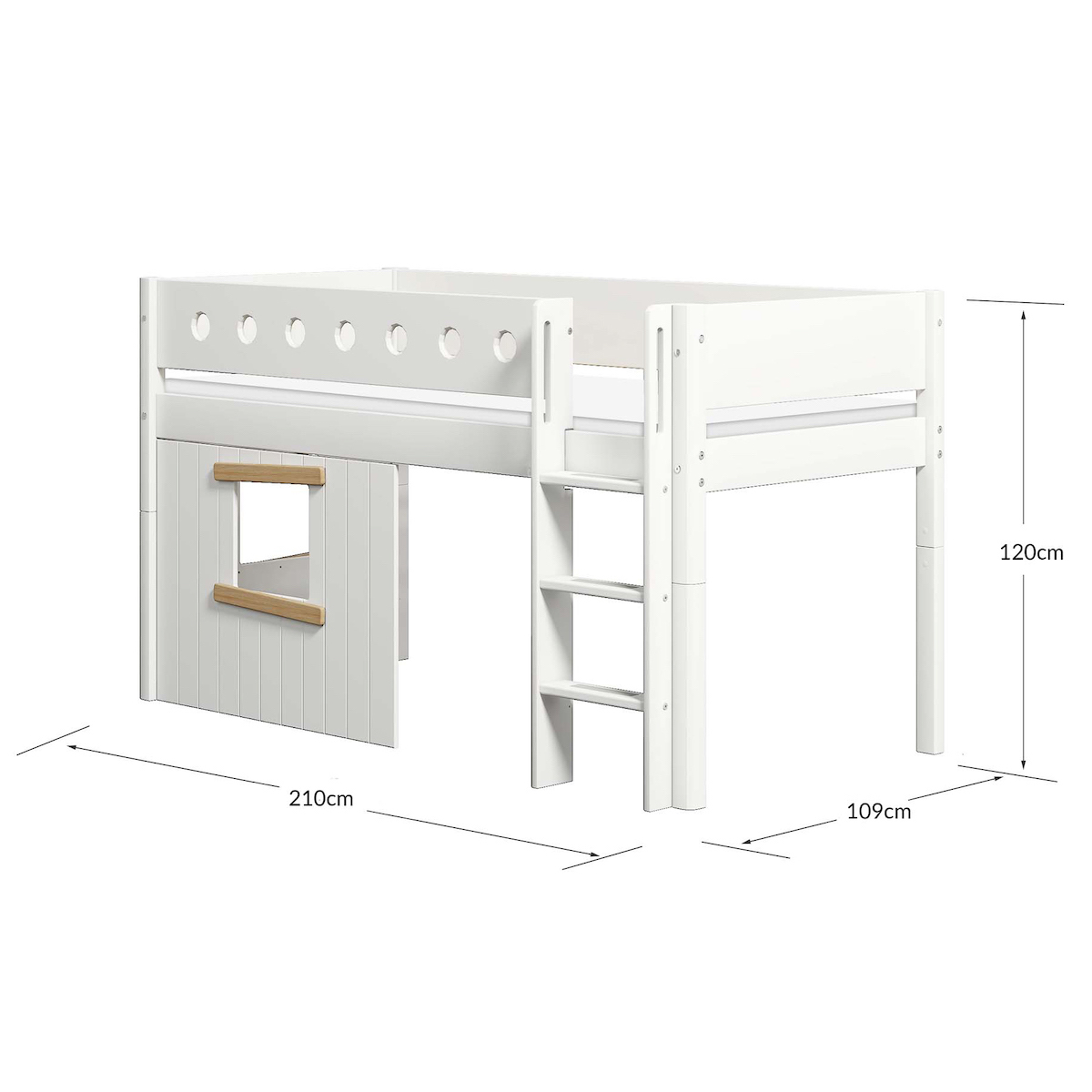Mid sleeper WHITE 200x90 Str. ladder & Tree hut Oak window