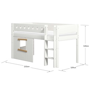 Mid sleeper WHITE 200x90 Str. ladder & Tree hut Oak window