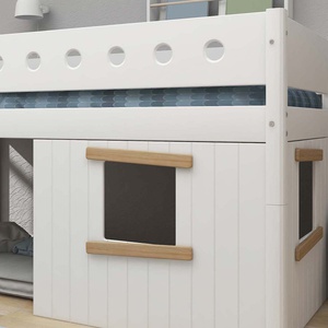 Mid sleeper WHITE 200x90 Str. ladder & Tree hut Oak window