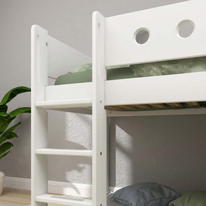 Mid sleeper WHITE 200x90 Str. ladder & Tree hut Oak window