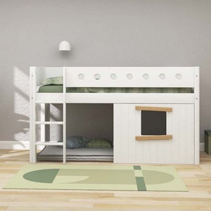 Mid sleeper WHITE 200x90 Str. ladder & Tree hut Oak window