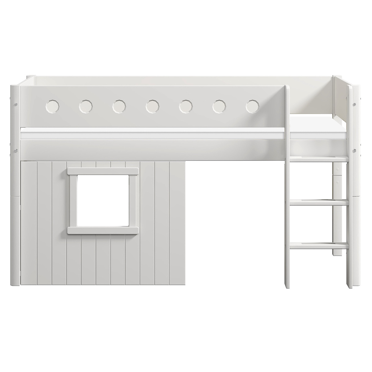 Mid sleeper WHITE 200x90 Str. ladder & Tree hut White window