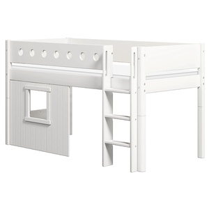 Mid sleeper WHITE 200x90 Str. ladder & Tree hut White window