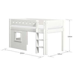 Mid sleeper WHITE 200x90 Str. ladder & Tree hut White window