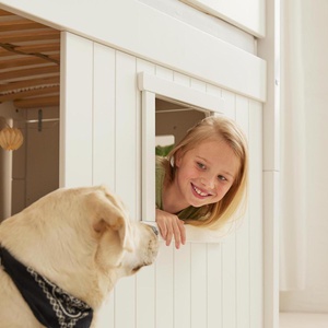 Mid sleeper WHITE 200x90 Str. ladder & Tree hut White window