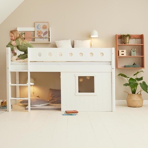 Mid sleeper WHITE 200x90 Str. ladder & Tree hut White window