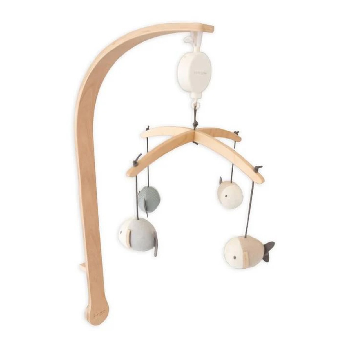 Mobile musical avec jouets en trico Bamboom fish blue