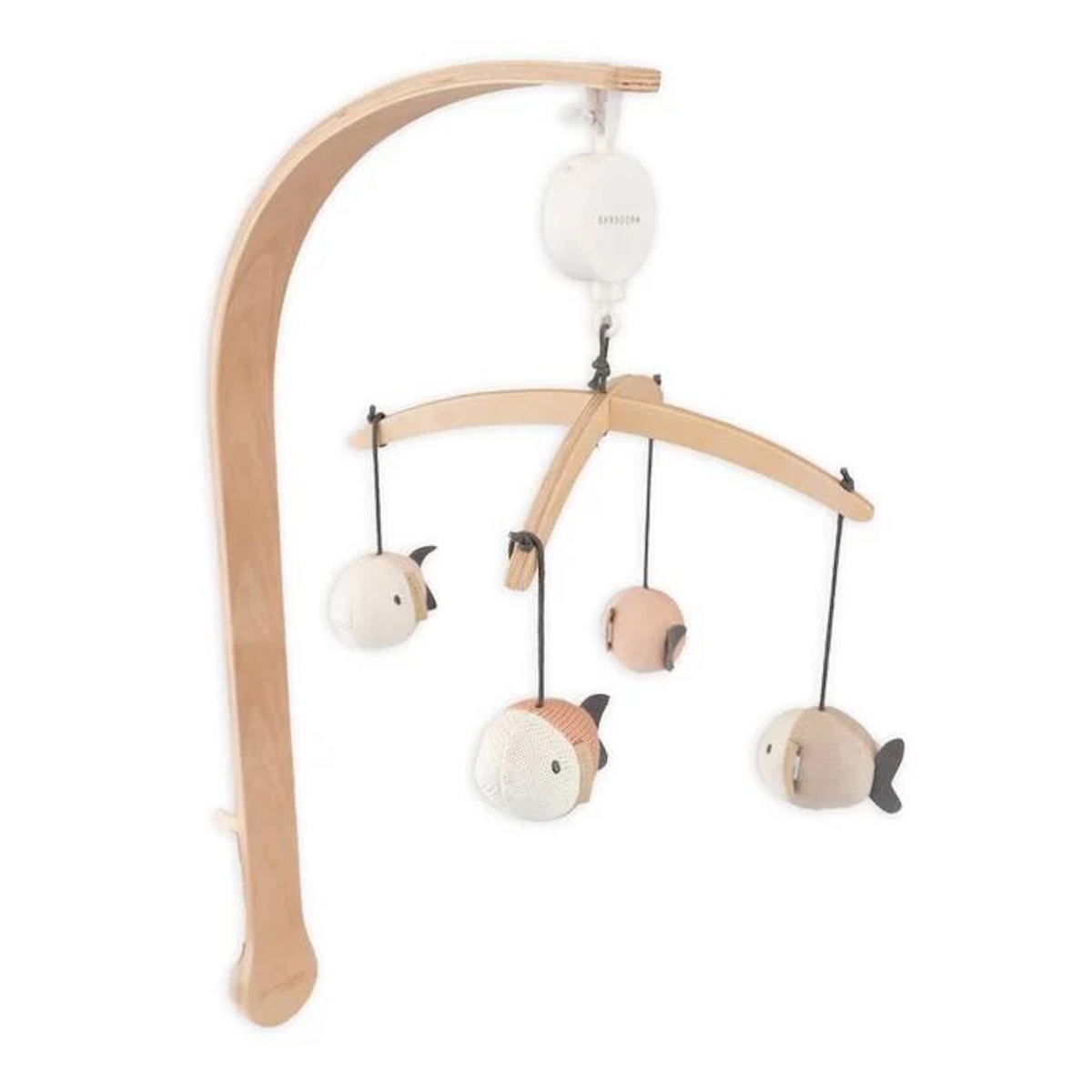 Mobile musical avec jouets en trico Bamboom fish pink