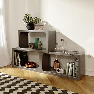 Module d'étagères BOXIT Mueller anthracite - bord en bouleau