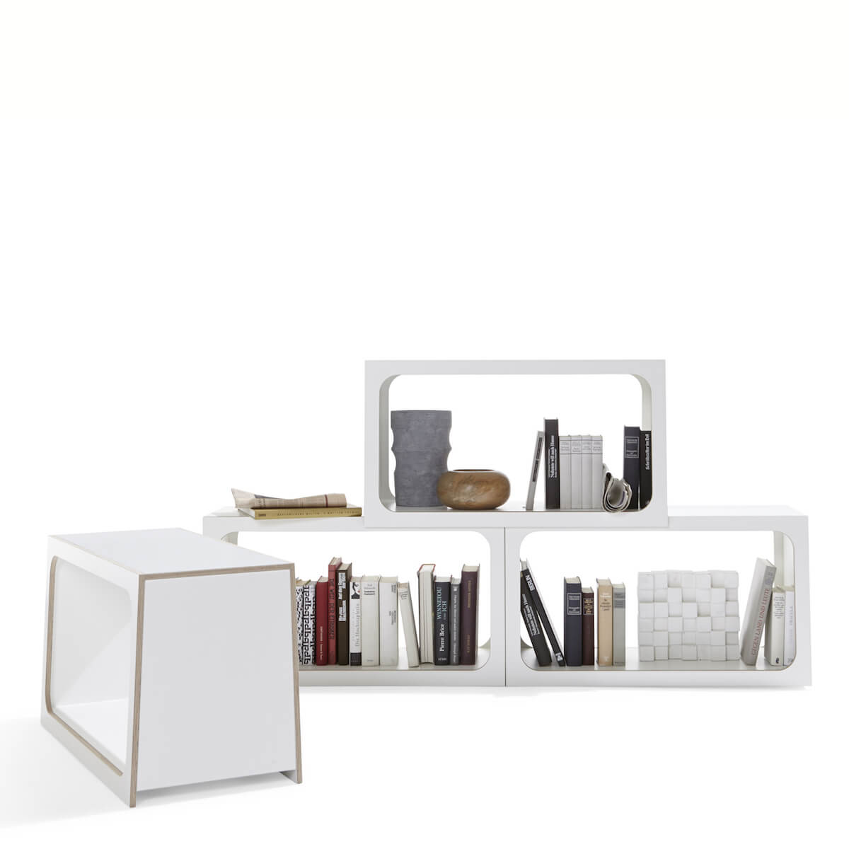 Module d'étagères BOXIT Müller Small Living blanc - bord en bouleau
