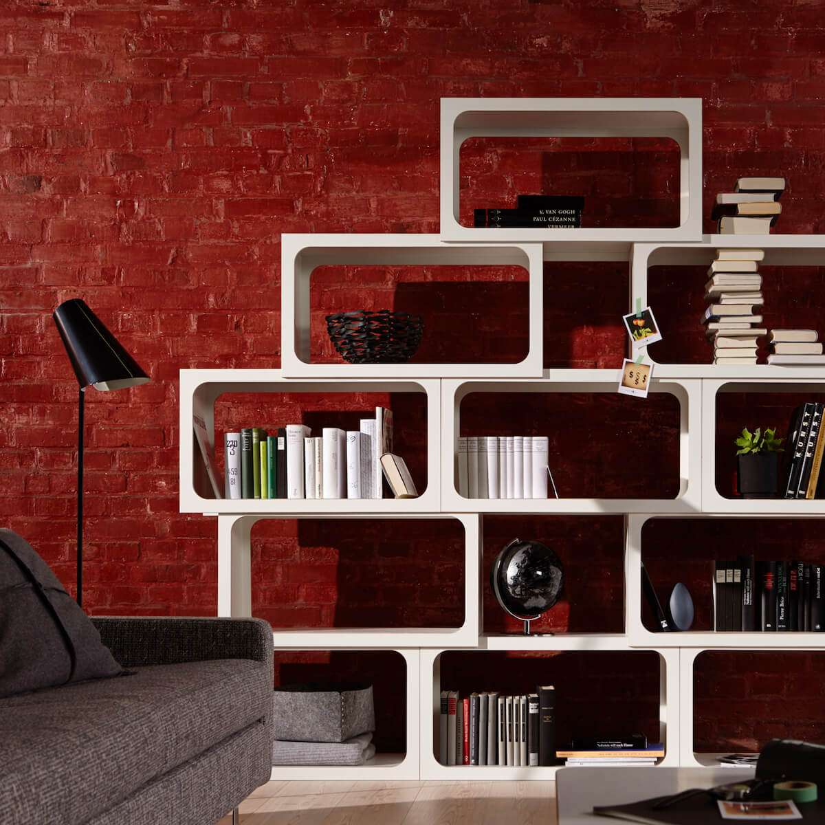 Module d'étagères BOXIT Müller Small Living blanc - bord en bouleau