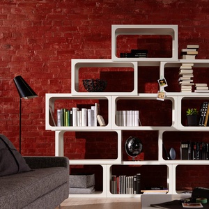 Module d'étagères BOXIT Müller Small Living blanc - bord en bouleau