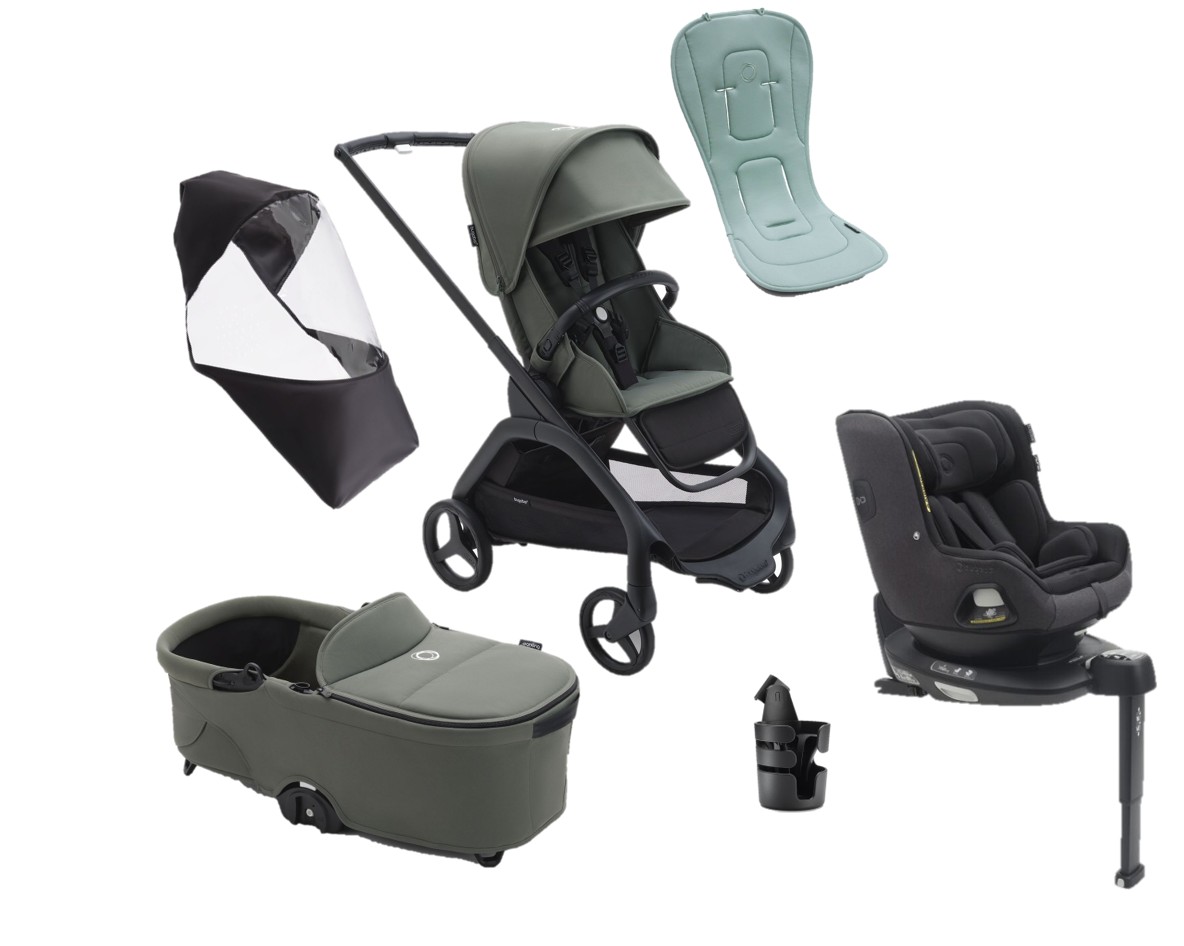 ONLY FOR SPAIN - Pack Bugaboo DRAGONFLY complète nouveau-né été noir-vert forêt