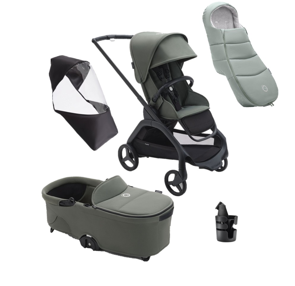 ONLY FOR SPAIN - Pack Bugaboo DRAGONFLY essentiel poussette hiver noir-vert forêt