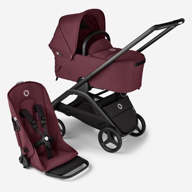 ONLY FOR SPAIN - Pack Bugaboo DRAGONFLY omplète nouveau-né hiver noir-rouge cerise