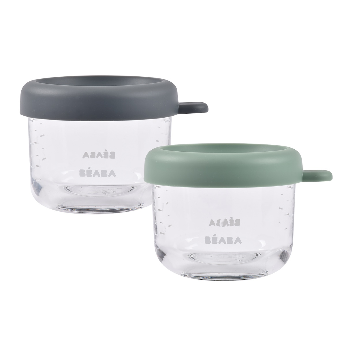 Pack de 2 tarritos cristal 150ml Beaba gris verde