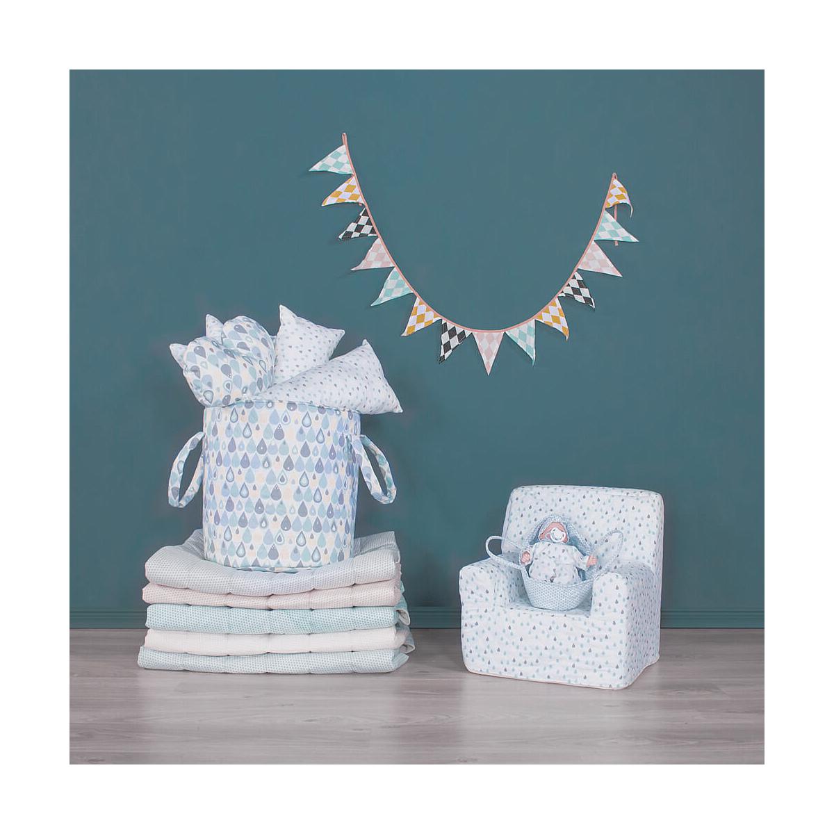 Panier à jouets GRANDES GOUTTES Abitare Kids bleu-vert 