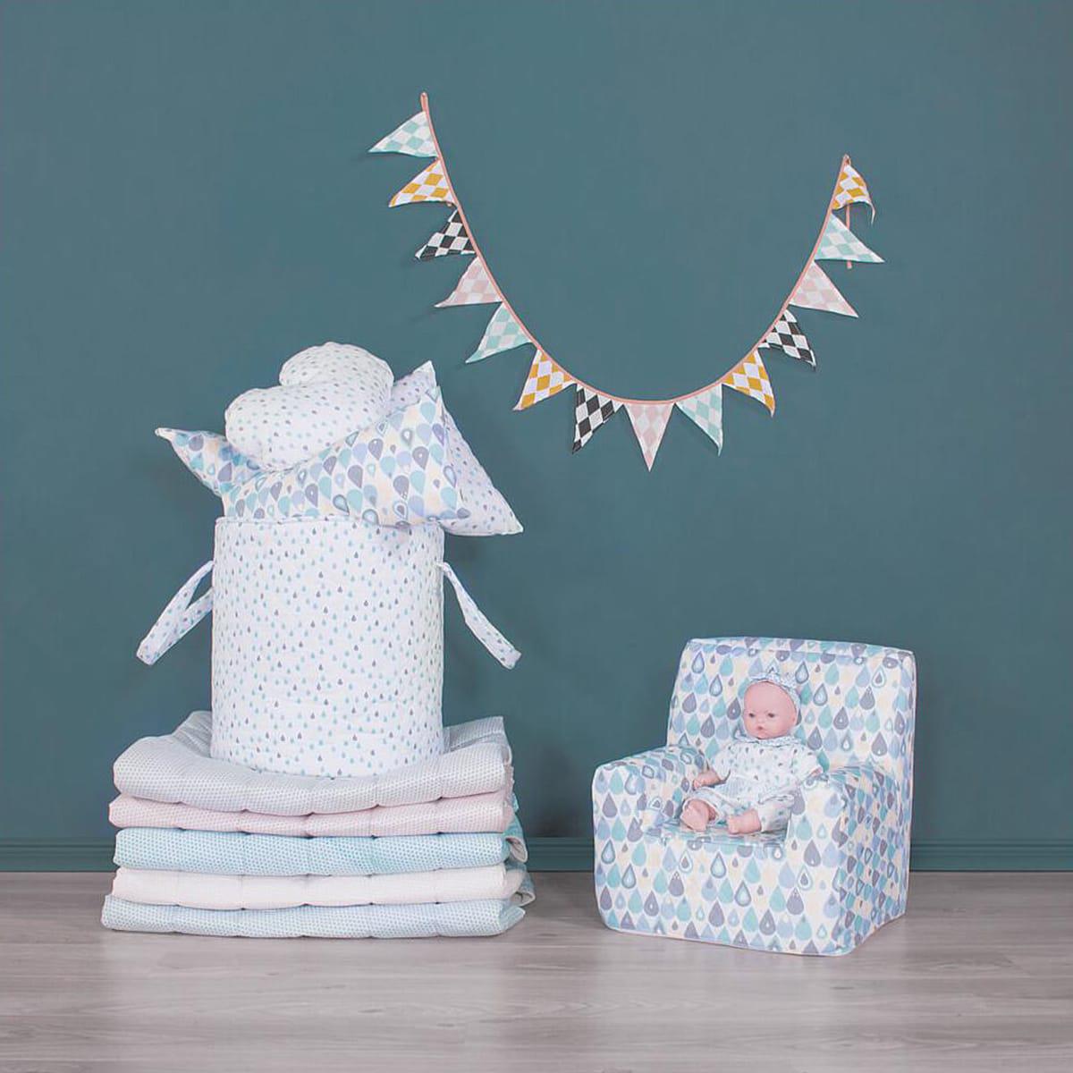 Panier à jouets PETITES GOUTTES Abitare Kids bleu-vert 