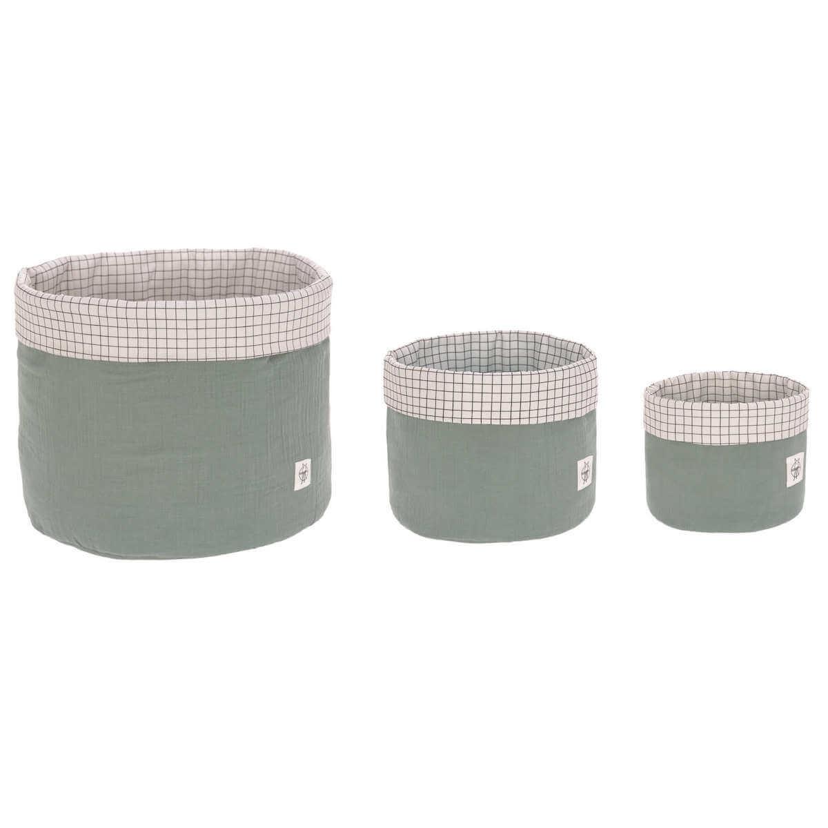 Panier de rangement 3pcs MUSLIN Laessig green