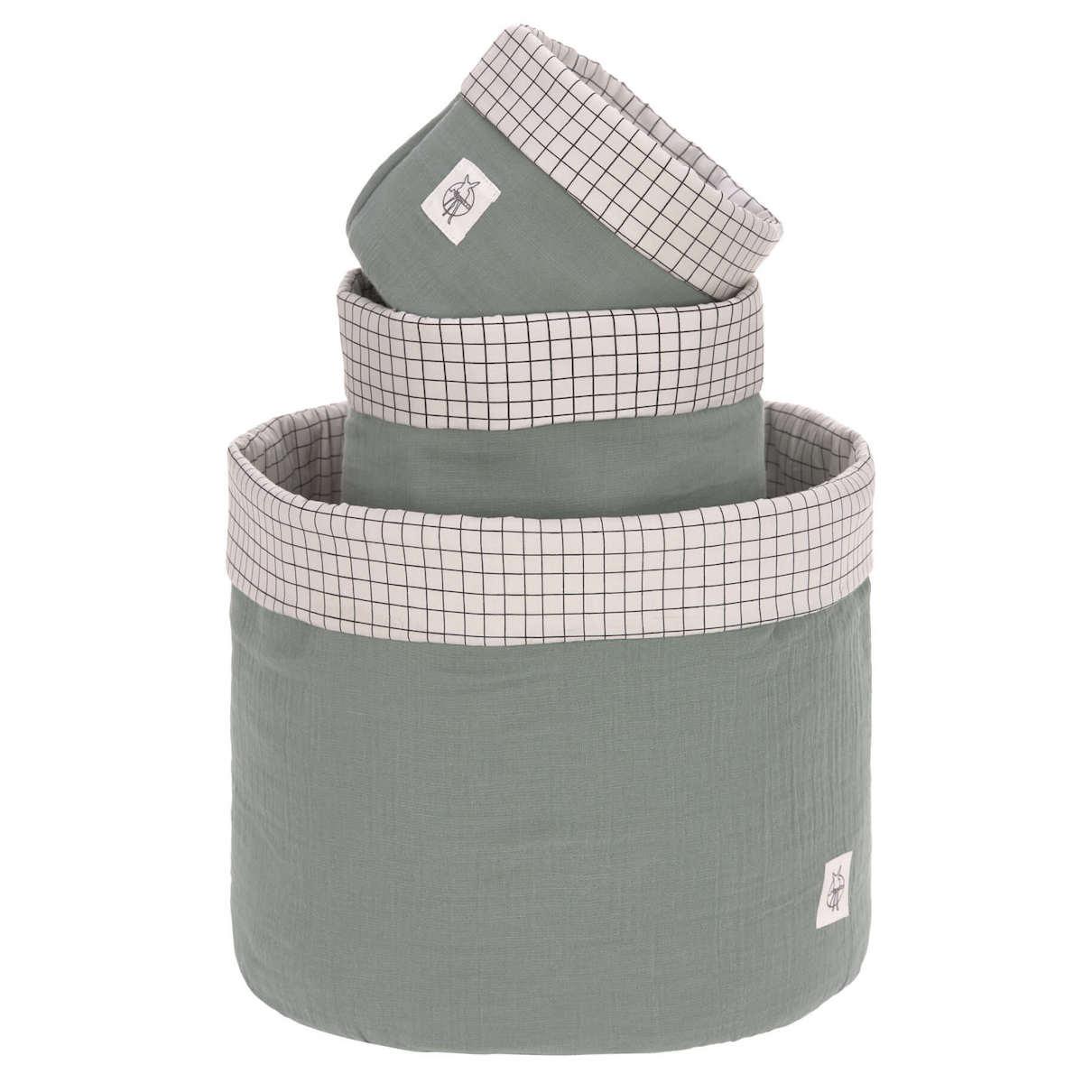 Panier de rangement 3pcs MUSLIN Laessig green