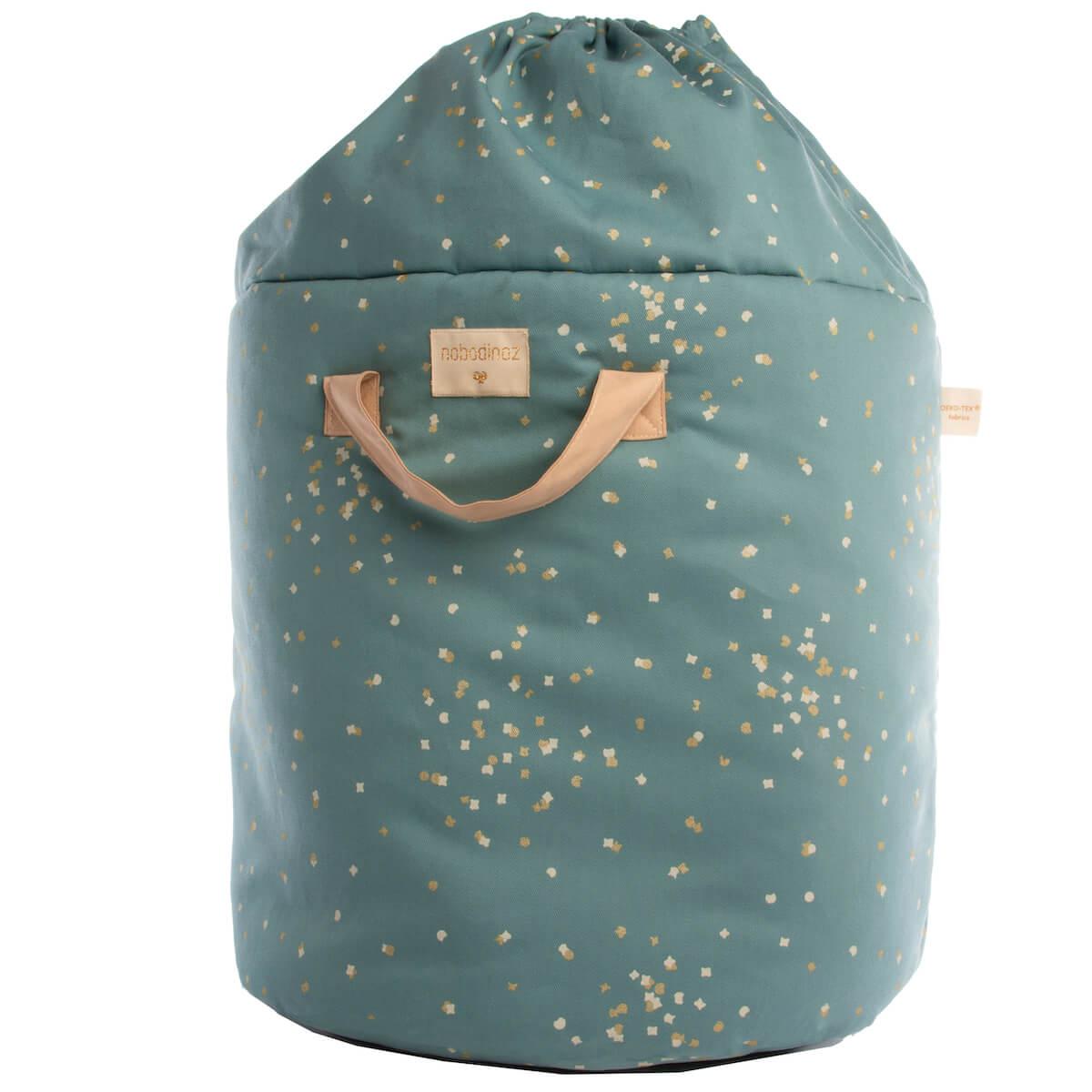 Panier rangement 60x42cm BAMBOO ELEMENTS Nobodinoz gold confetti-magic green