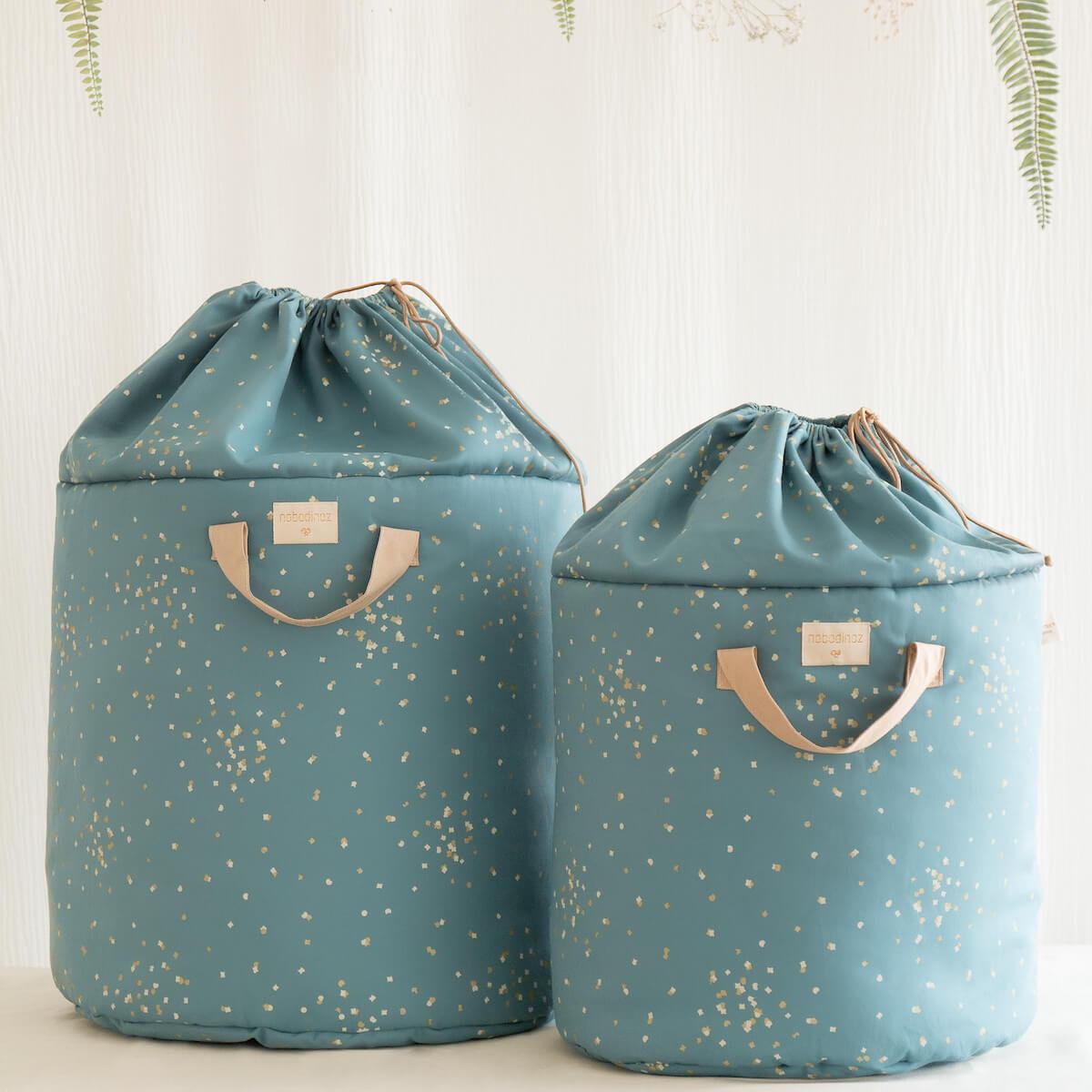 Panier rangement 60x42cm BAMBOO ELEMENTS Nobodinoz gold confetti-magic green