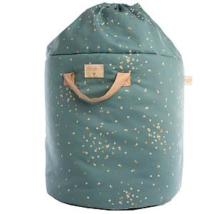 Panier rangement 60x42cm BAMBOO ELEMENTS Nobodinoz gold confetti-magic green