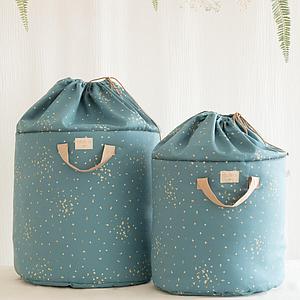 Panier rangement 60x42cm BAMBOO ELEMENTS Nobodinoz gold confetti-magic green