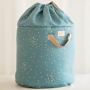 Panier rangement 60x42cm BAMBOO ELEMENTS Nobodinoz gold confetti-magic green