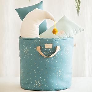 Panier rangement 60x42cm BAMBOO ELEMENTS Nobodinoz gold confetti-magic green