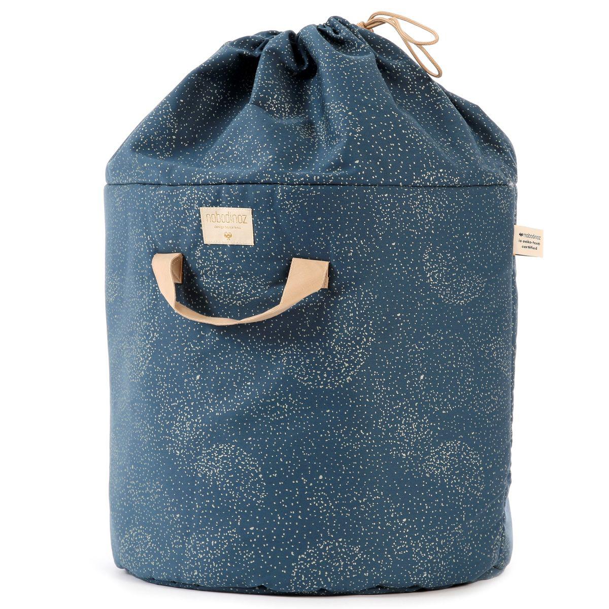 Panier rangement 60x42cm BAMBOO Nobodinoz gold bubble-night blue