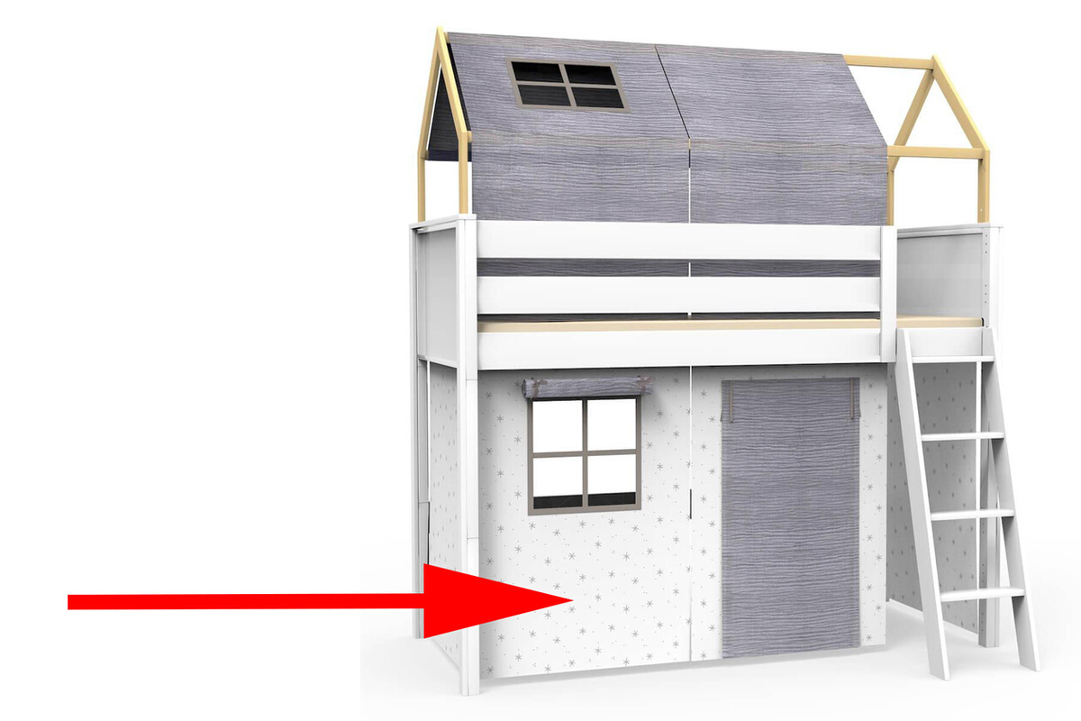 Panneau textile fenêtre lit haut KASVA Bobble grey