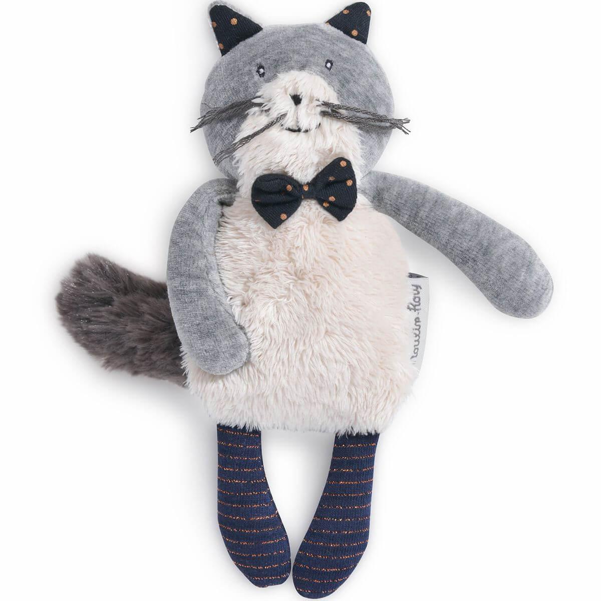 Peluche chat FERNAND LES MOUSTACHES Moulin Roty gris clair