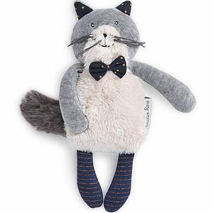 Peluche chat FERNAND LES MOUSTACHES Moulin Roty gris clair