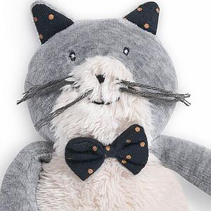 Peluche chat FERNAND LES MOUSTACHES Moulin Roty gris clair