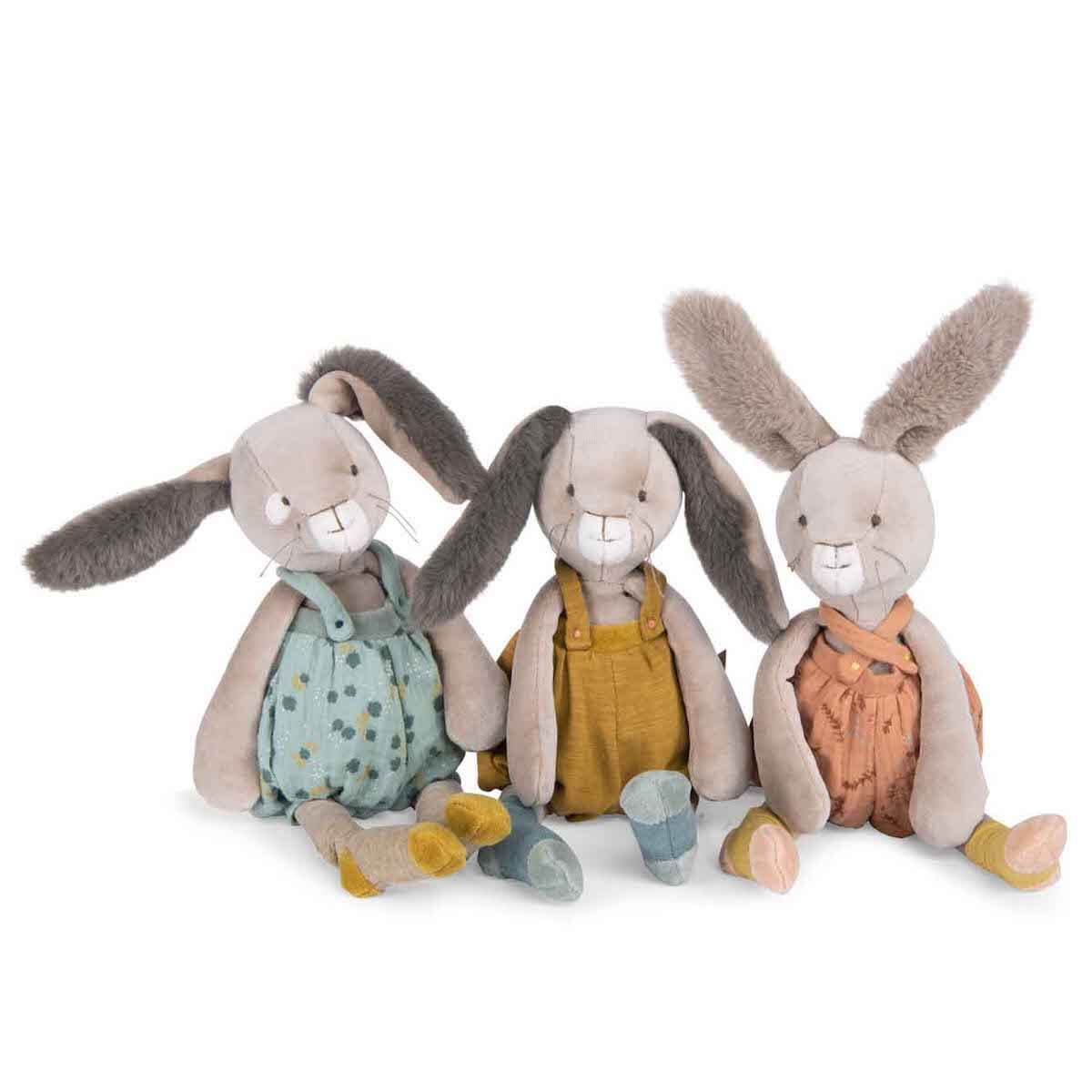 Peluche lapin TROIS PETITS LAPINS Moulin Roty sauge