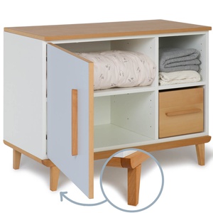 Petit meuble 1 porte 2 niches NADO Retro finition hêtre sky blue