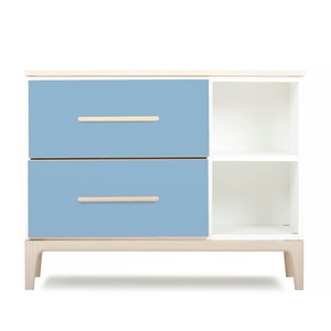 Petit meuble 2 tiroirs 2 niches NADO Curve finition frêne capri blue