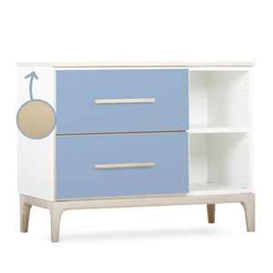 Petit meuble 2 tiroirs 2 niches NADO Curve finition frêne capri blue